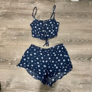 Aeropostale Blue Patterned Short and Tank Set